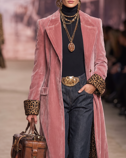 Maddalena | Cappotto Lungo Sartoriale con Fodera Leopardata