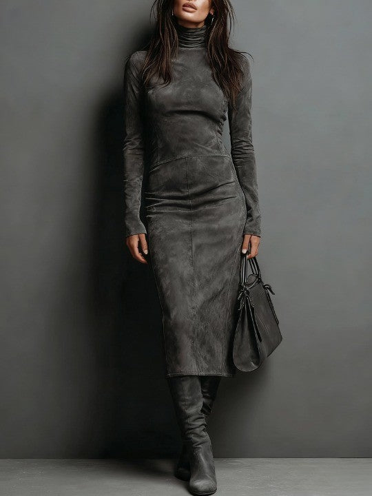 Lorenza | Abito Midi con Collo Alto