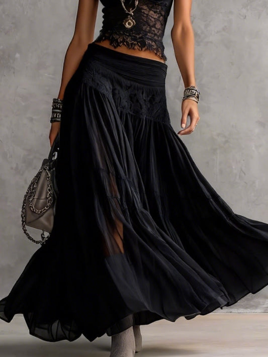 Adelina | Completo con Top in Pizzo e Gonna Plissettata