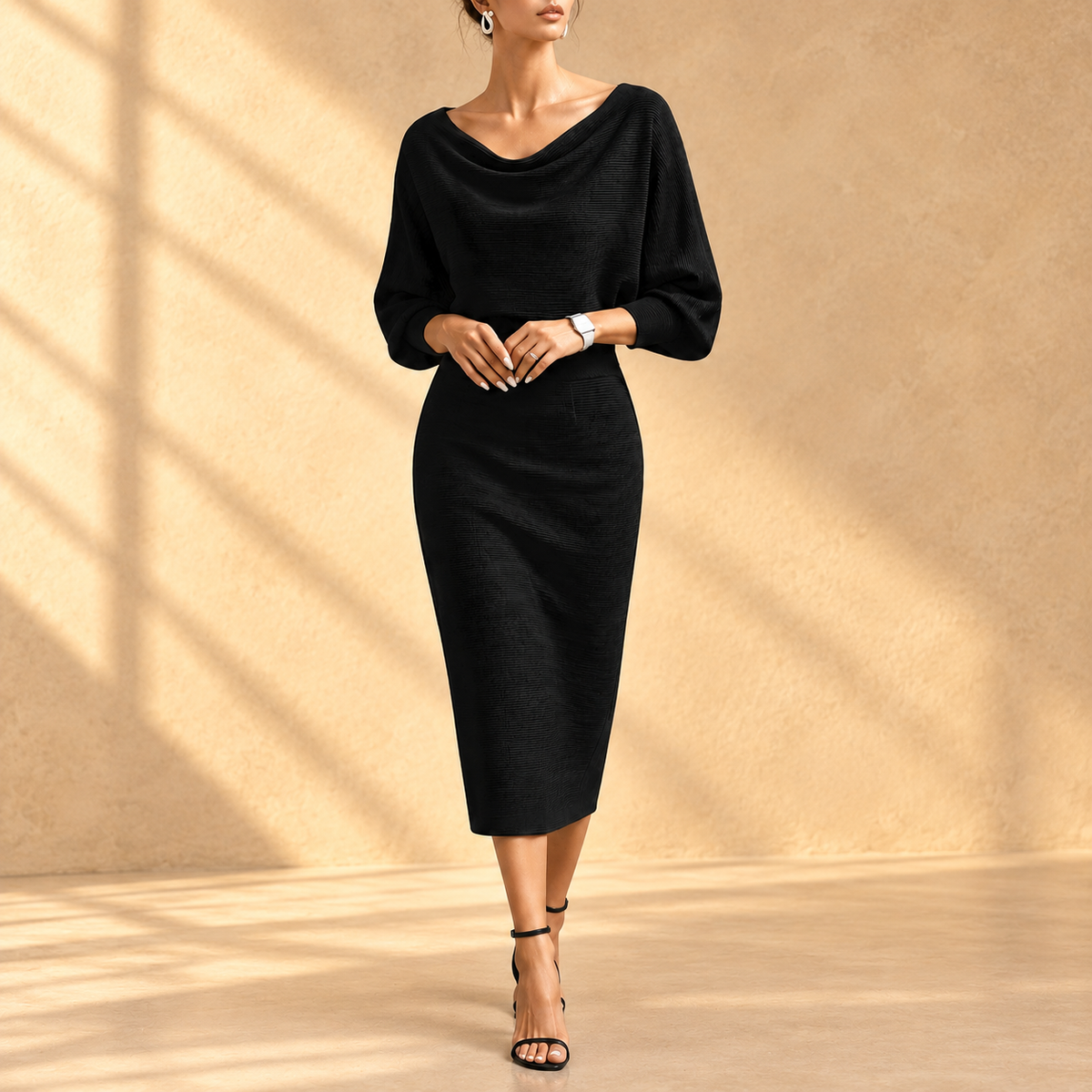 Liliana | Abito Midi con Maniche a Pipistrello