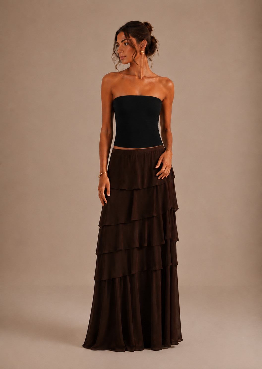 Giada | Gonna maxi a balze a strati