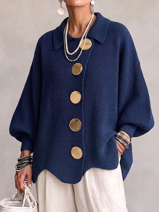 Isadora | Cardigan Oversize con Bottoni Dorati