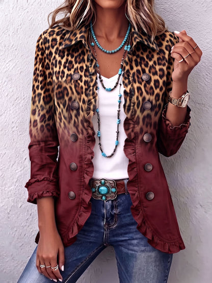 Cassandra | Blazer Leopardato Sfumato con Balze