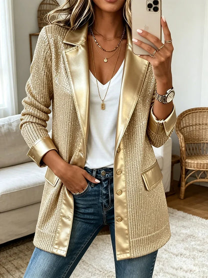 Dorotea | Blazer Metallico con Dettagli a Contrasto
