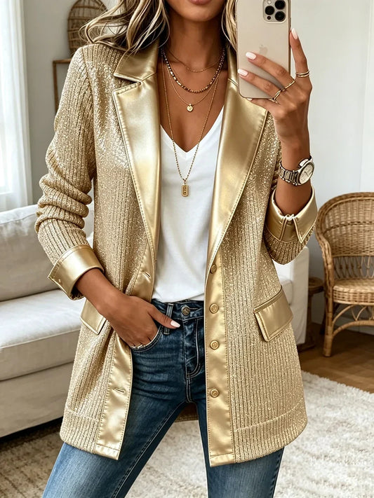 Dorotea | Blazer Metallico con Dettagli a Contrasto