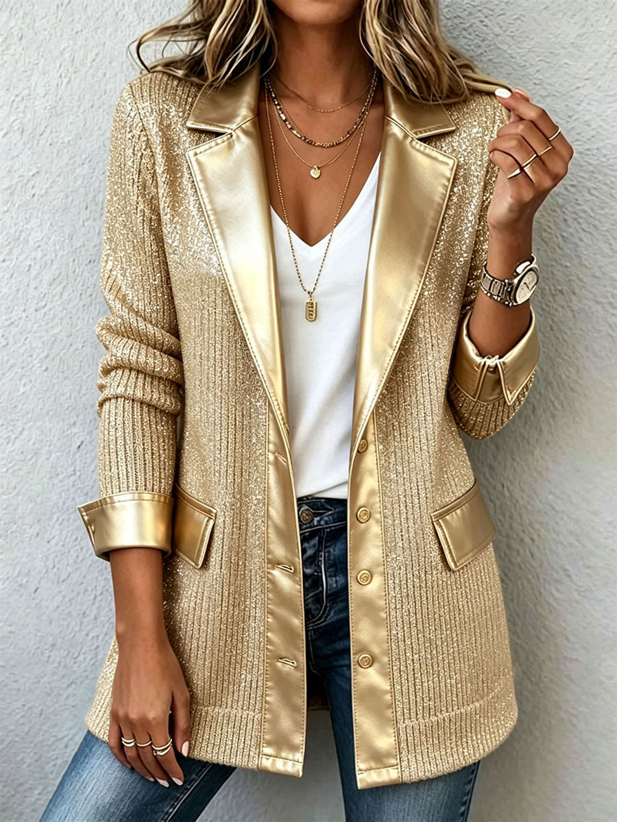 Dorotea | Blazer Metallico con Dettagli a Contrasto