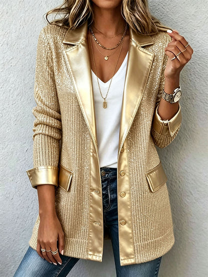 Dorotea | Blazer Metallico con Dettagli a Contrasto