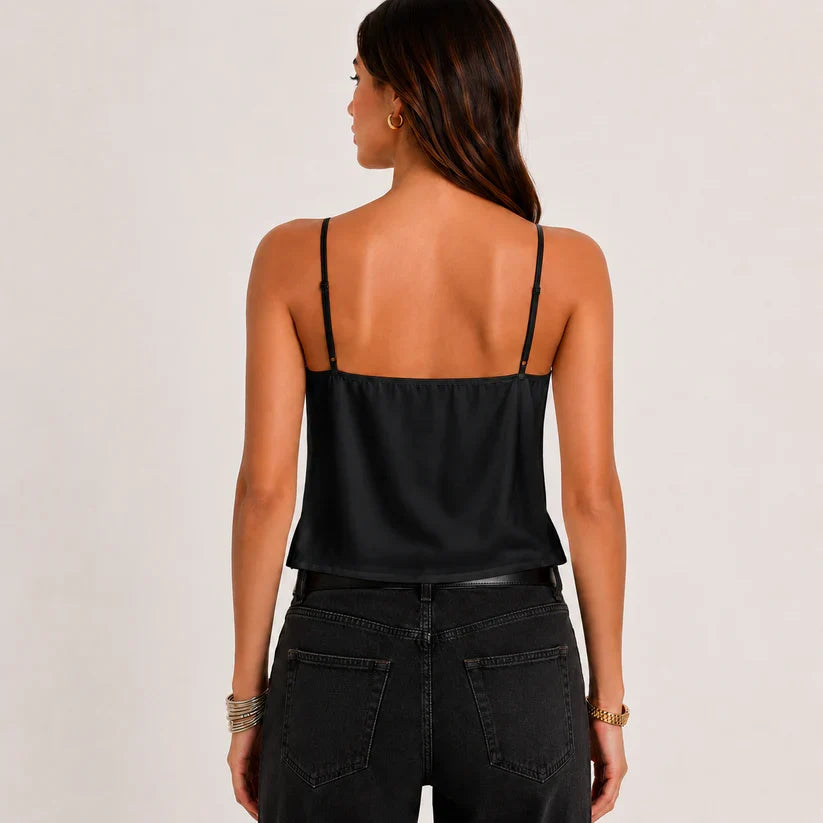 Mia | Top in raso con dettaglio in pizzo