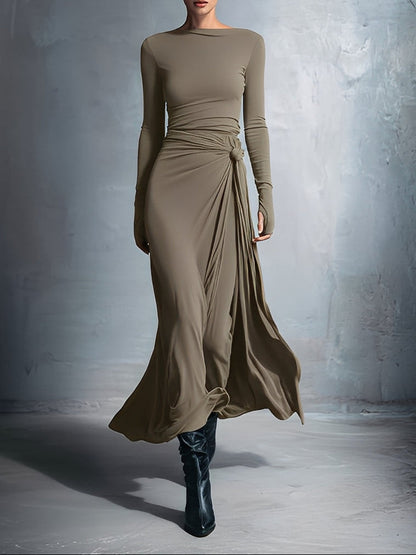 Naomi | Abito Maxi a Portafoglio con Fiocco Laterale